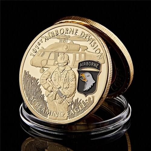 US Army 101st Airborne Screaming Eagles Army Military Gold Souvenir Challenge Coin Collection