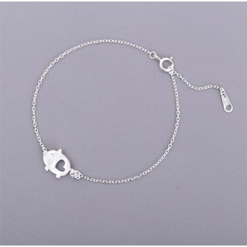 Season Gate 925 Sterling Silver Sweet Cute Lovely Pig with Hollow Heart Bracelets for Women Girls Gifts SB005