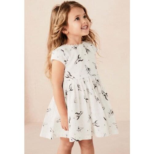 Brand 100% Combed Cotton 2021 Summer Kids Dresses For Girls Short Sleeve Infant Children One-pieces Dress Baby Girl Clothes Tops