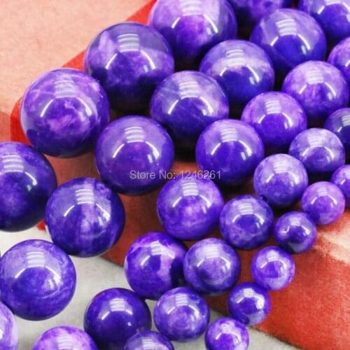 Jewelry Making 6 8 10 12 14mm Dark Purple Chalcedony Loose Stone Loose DIY Beads Gifts For Women Gilrs Gems Accessories Crafts