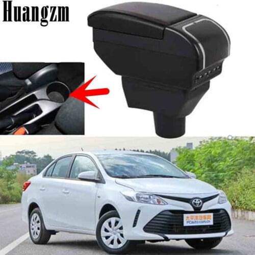 Dual Layer Storage Box Center Console For Toyota Yaris L Sedan Vios 2014 - 2018 Armrest Faux Cup Holder Arm Rest 2015 2016 2017