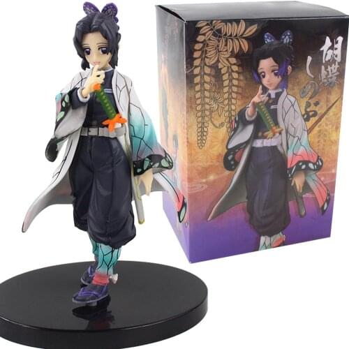 15cm Demon Slayer Kochou Shinobu Standing Yellow PVC Action Figure Kimetsu No Yaiba Tanjirou Nezuko Model Toys