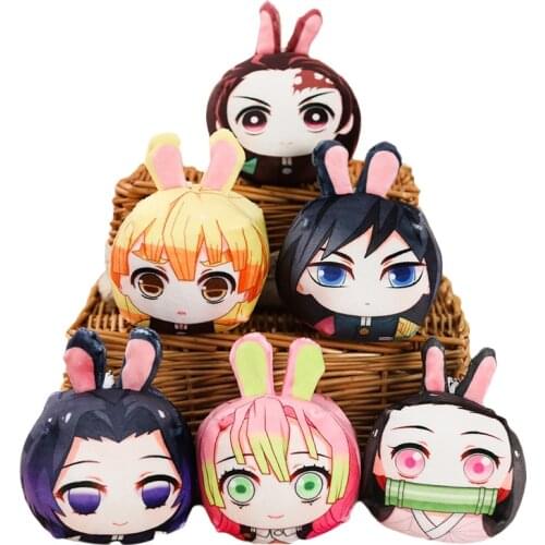 ELBCOS Demon Slayer Kamado Tanjirou Nezuko Tomioka Giyuu Agatsuma Zenitsu Kochou Shinobu 10cm/4" Plush Dools Stuffed Toys