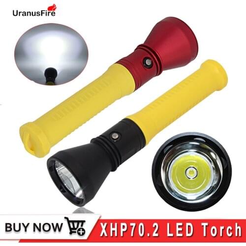 Scuba Diving Flashlight Torch Underwater 100M Waterproof XHP70 LED diving torch 26650 flash light Lantern lamp for dive