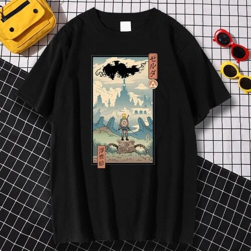 Ukiyoe Japanese Culture Anime Print T Shirts Summer Short Sleeve Oversized Top Mens Hop Hop Vintage Harajuku O Neck Streetwear