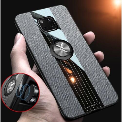 Ikrsses For Huawei Mate 20 Pro Case Simple cloth texture car magnetic bracket Case For Huawei Mate 20 X TPU frame and PC Cover