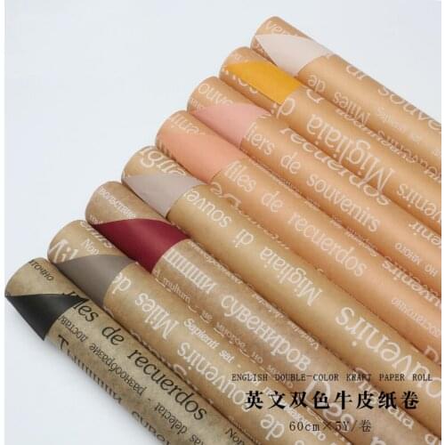 Korean Florist Bouquet Flower Packing Kraft Paper Letter Two-tone Christmas Wrapping Paper Wedding Decoration Material 60cm*5y
