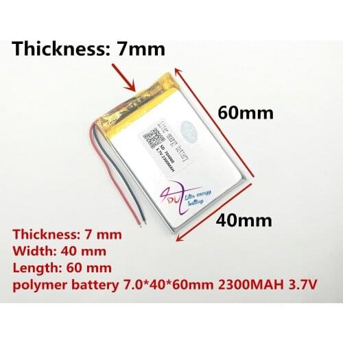 3.7V lithium polymer battery 704060 074060 2300mah MP5 7 inch MP4 navigator security products