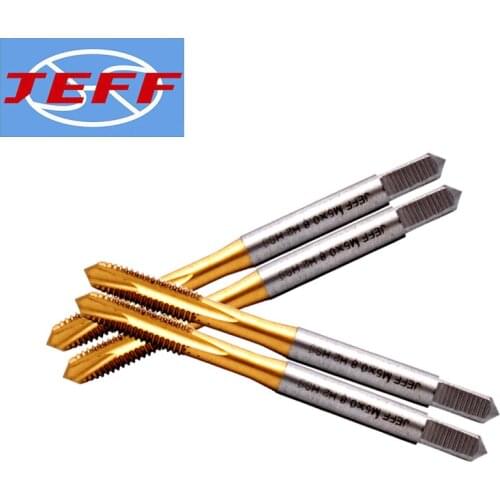 JEFF HSS Metric With TIN Spiral Pointed Tap M2 M2.5 M3 M4 M5 M6 M8 M10 M12 X0.45 X0.5 X0.7 X0.8 X1.5 Machine Screw Thread Taps