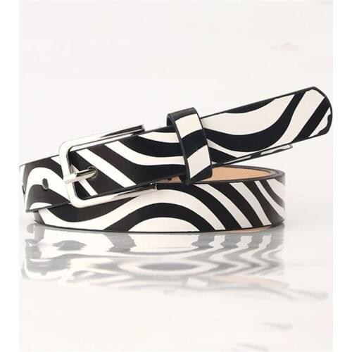 Newest 1.8cm*103cm Wide Female Belt Black Leoprad Zebra Cow Striped Print Ladies Waistband Women Thin Narrow Wild Band