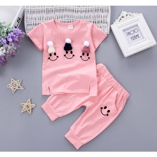 New Summer Baby girl clothes Cartoon Short Sleeve T-shirt+Short 2 piece suit fashion children Clothing 1-4 year Boy Clothes