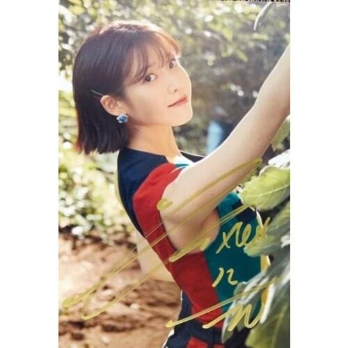 Signed IU Lee Ji Eun autographed original photo 6 inches freeshipping 052017 A