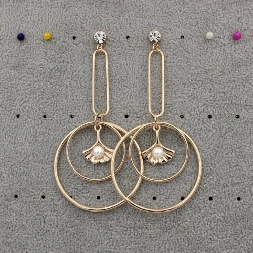 Punk hyperbole simulated pearls round circle statement dangle earrings for women girls jewelry gift alloy nickel free ce029