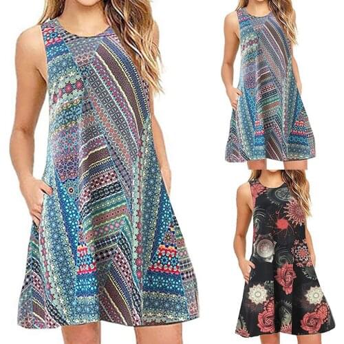 Summer Cool Womens Sleeveless Loose Back Zipper Dress Holiday Party Breathable Casual Quick Dry Beach Traveling Dress