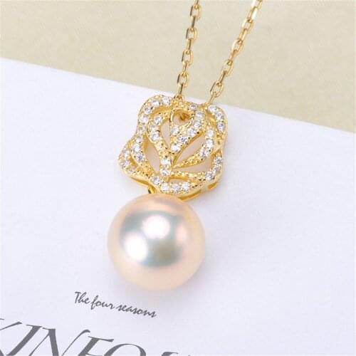 1PCS S925 Sterling Silver Pearl Tray Charm Connector Bail Pendant Clasp DIY Necklace Jewelry Making Accessories