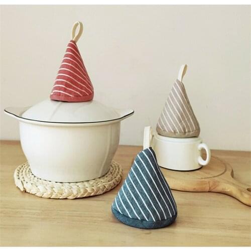 Stripes Anti-scalding Pot Gloves Handle Hat Kitchen Insulation Gloves Cloth Pot Clip Covers Home Kitchen Supplies Accessory