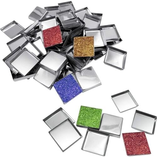 10pcs/set Empty Magnetic For Eye Eyeshadow Shadow Makeup Powder Fundation Refill Palette Silver Empty Square/ Round Metal Pans