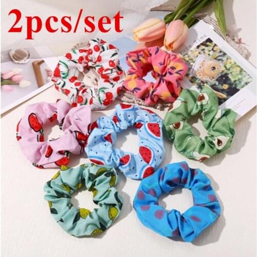 Korean Fashion Hair Women Fruits Avocado Printed Elastic Hair Tie Ponytail Hair Holder Rope Hair Accessories