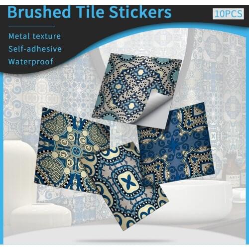 Removable Brushed Tiles Wall Stickers PVC Peel And Stick Tile Heat Resistant Kitchen Oil-Proof Bathroom Waterproof Decor Decals