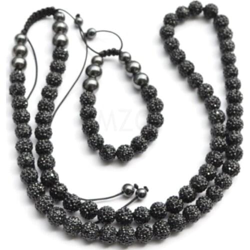 50% Discount!12mm 70 ball Black micro pave CZ Disco Beads Crystal crystal Set Necklace Bracelet fasion Wholesale uhj5f