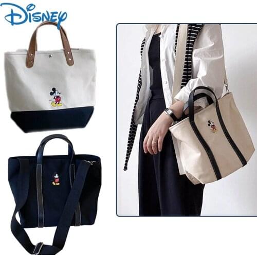 Disney Genuine Mickey Mouse Woman Handbag Large Capacity Shopping Bag Girls Fashion Portable Canvas Shoulder Crossbody Bags Gift