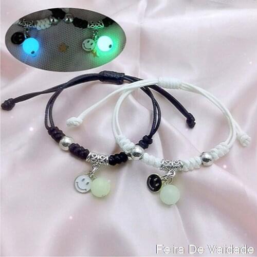 Luminous Pendant Bracelet Lovers' Glow Bracelet In The Dark Night Light Bracelet Bead Chain For Women Men Jewelry