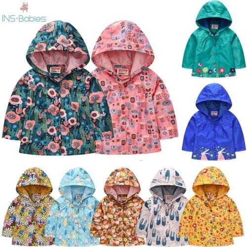 Spring childrens jacket flower baby girls clothes Fashion Hooded jacket for girls windbreaker for boys 2-5y long sleeve outfits