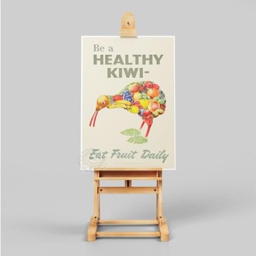 Vintage Health Poster, Eat Fruit Daily Wall Art, Be a Healthy Kiwi Canvas Painting, All Kinds of Fruit Wall Decor, Home Decor