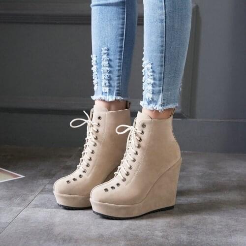 Plus Size 43 Fashion Russia Winter Wedges Shoes Ankle Boots Women Warm Boots Platform High Heels Snow Boots Shoes Woman