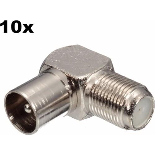10Pcs/set 90 Degree Right Angled TV Aerial Cable Connector RF Coaxial F Female to TV Male Plug to Female Socket
