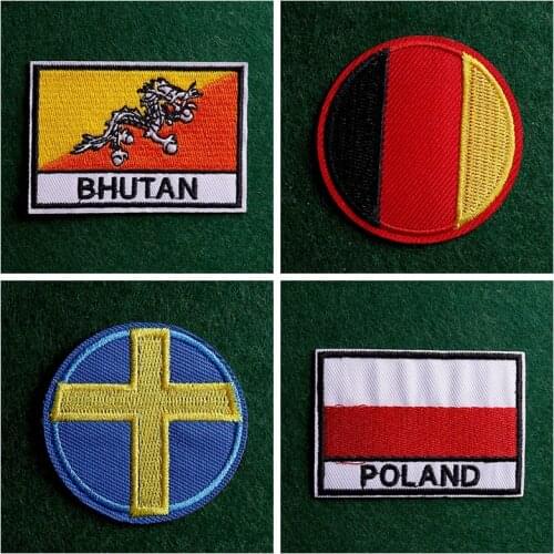 2pcs/lot Pulaqi Cartoon National Flag Iron on Embroidery Patches for Clothing Embroideried Patch Applique DIY Stripe Sticker