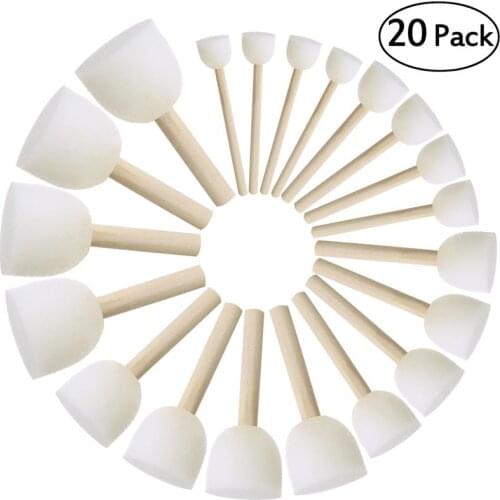 20Pcs/Set Assorted Size Round Sponges Brush Set Kids Painting Tools Sponge Painting Stippler Set DIY Painting Tools
