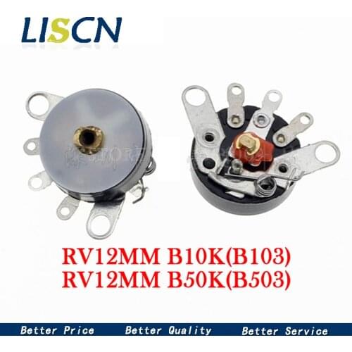 5pcs Straight Angle Radio Potentiometer RV12MM B10K B103 B503 B50K Power Amplifier Volume Potentiometer With Switch