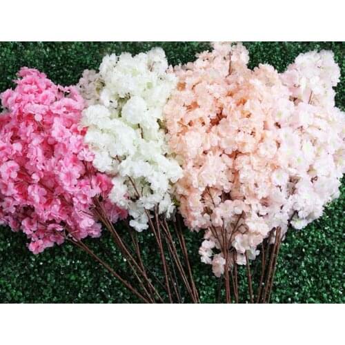 6pcs Fake Cherry Blossom Flower Branch Begonia Sakura Tree Stem for Event Wedding Tree Deco Artificial Decorative Flowers