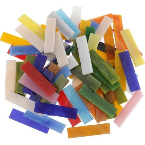 70pcs Rectangle Vitreous Glass Mosaic Tiles Pieces For DIY Crafts Material