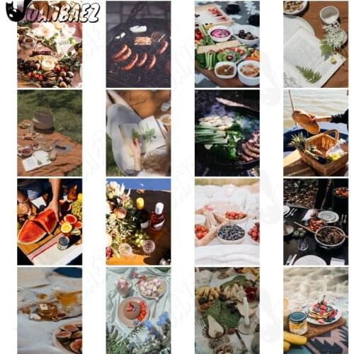 Picnic Fruit Food Diamond Painting 5Ddiy Barbecue Watermelon Wall Art Sticker Diamond Embroidery Inlaid Home Room Decoration