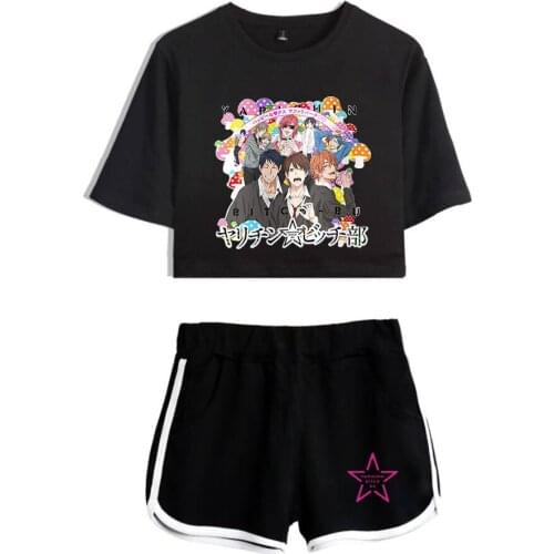 Anime Clothing Yarichin b Club Shirt Shorts Suits Casual Cool Summer Fashion Set Girl Fashion T shirt +Short Pants Clothing