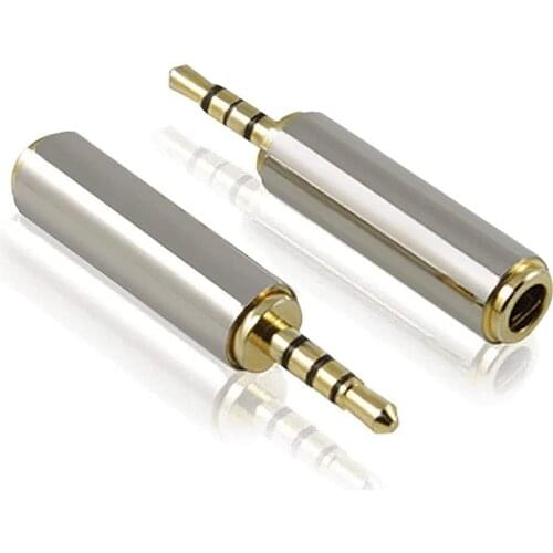 3.5mm Male to 2.5mm Female Audio Adapter Gold Plated Aux Plug Splitter 3 Ring Jack Support Converter Headphone Headset Stereo