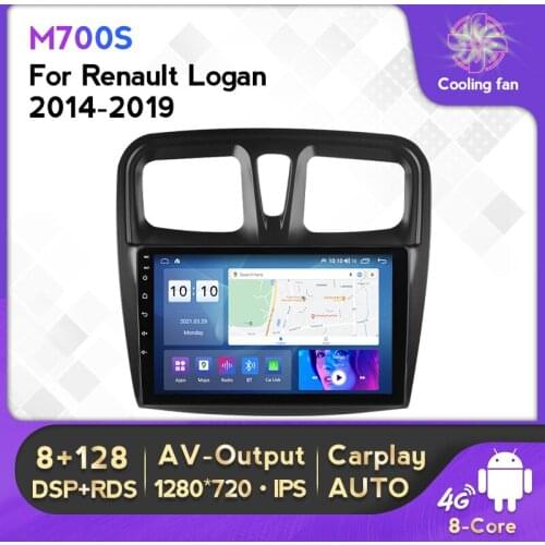 Android 10 9''1280*720 IPS Screen Car Multimedia Radio Stereo For Renault Logan 2 Sandero 2 2014-2019 Carplay+Auto 4G Lte WIFI