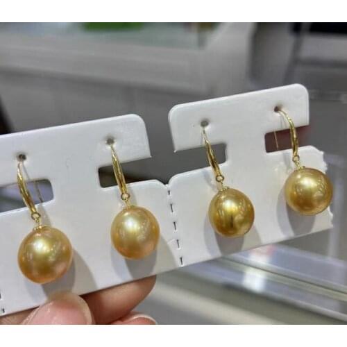 Noble jewelry pair AAA Sea South Golden Pearl 18K gold round earring Earrings accessory