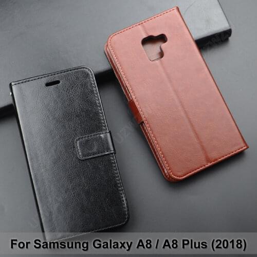 For Samsung Galaxy A8 / A8 Plus 2018 Flip Wallet PU Leather Case
