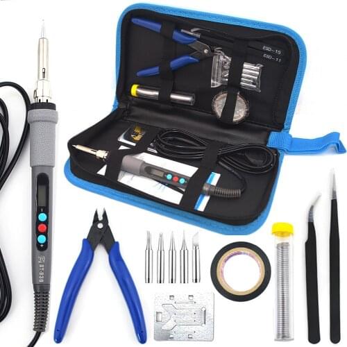 ST-936 60W 220V 110V Digital Soldering Iron Electric Soldering Gun with Wire Stripper Soldering Iron +5 pcs Soldering Tips Tools