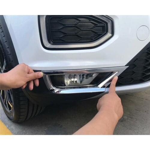 For Volkswagen T-ROC TROC 2017 2018 2019 2020 Chrome Front Bumper Fog Light foglight lamp cover Trim Fog light Bezel Frame 2pcs