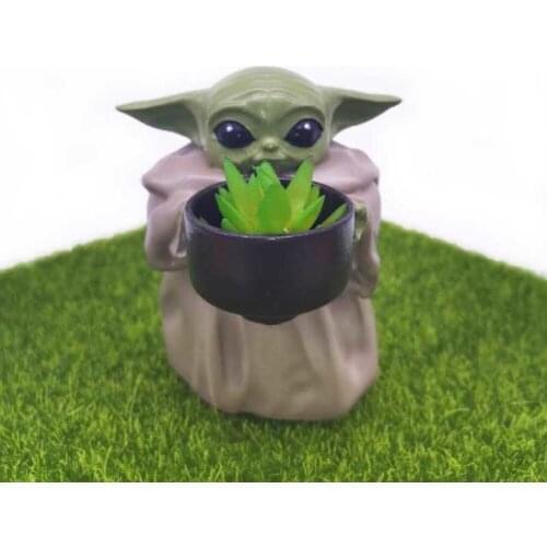 Disney Movie Star Wars Baby Yoda The Mandalorian Flowerpot Action Figure Toys Bedroom Decoration Model Dolls for Kids Gifts