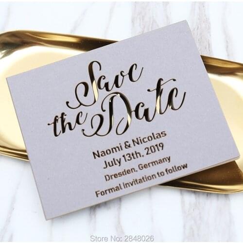 Laser cut Grey save the date, laser cut wedding save the date cards,wedding invitation cards