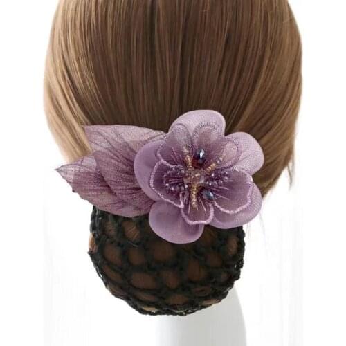 Korea Fashion Head Flower Bank Hotel Staff Stewardess Nurse Lady Hair Net Disk Hair Net With Flowers With Net Hairpin