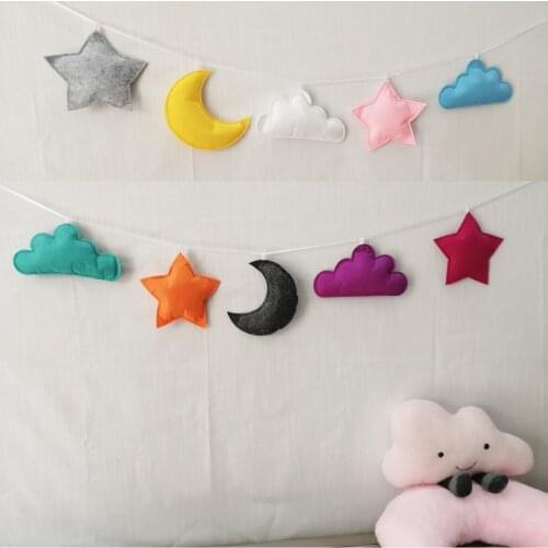 New Cute Children Baby Room Handmade Star Moon Cloud Garlands Christmas Kids Nursery Wall Decorations Photography Props Ornament