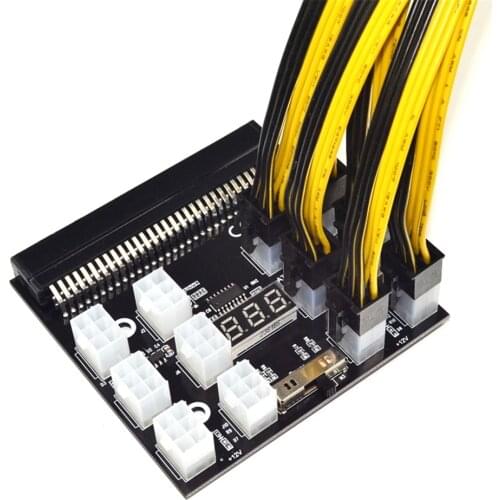 PCI-E 12X 6Pin Power Supply Breakout Board Adapter Converter 12V for Ethereum BTC Antminer Miner Mining HP Server PSU GPU