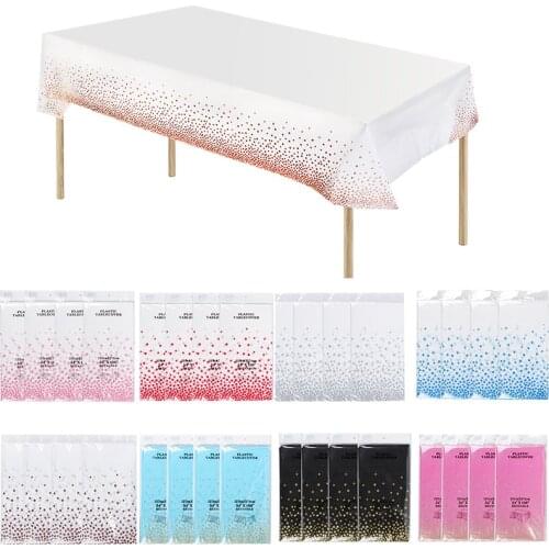 Plastic Disposable Tablecloth rectangle Party Table Cover Rose Gold Dot Waterproof Table Cloth for Wedding Birthday Party Decor