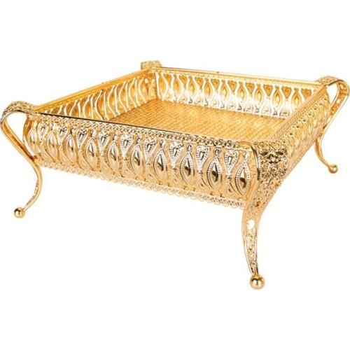 Home Drinks Tray Creative Vintage Fruit Plate Table Snack Iron Storage Box Square Tray Gold Fruit Basket Desk Decoration
